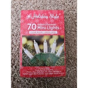 NEW HOLIDAY STYLE (70) INDOOR: OUTDOOR: MINI LIGHTS: CLEAR BULBS: 14.5" FT
